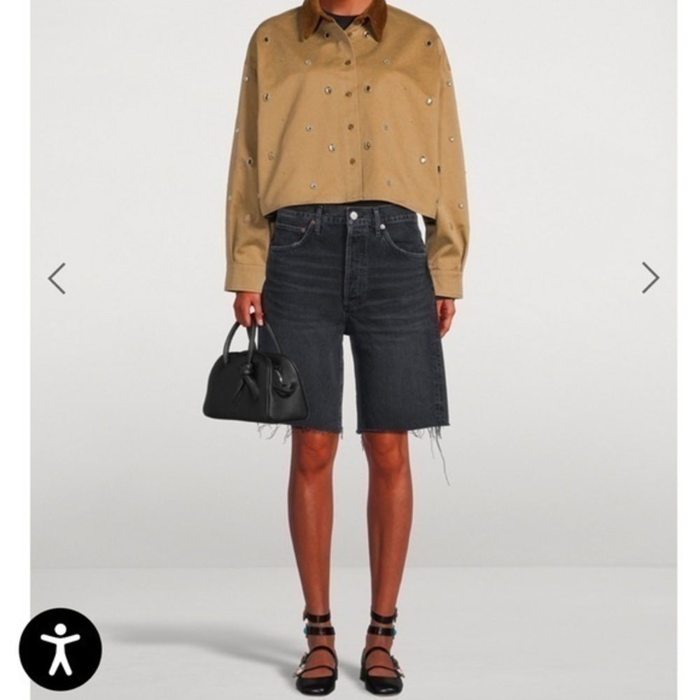 Agolde Black Highrise Button Fly Jeans Shorts Raw Hem